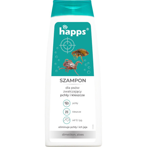 HAPPS – Szampon dla psów zwalczający pchły i kleszcze 250 ml