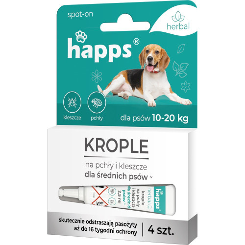 HAPPS HERBAL – Krople na pchły i kleszcze dla psów średnich