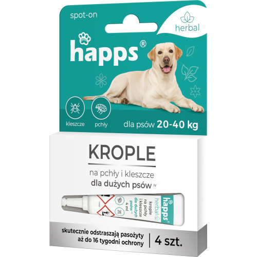 HAPPS HERBAL – Krople na pchły i kleszcze dla psów dużych