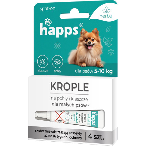 HAPPS HERBAL – Krople na pchły i kleszcze dla psów małych